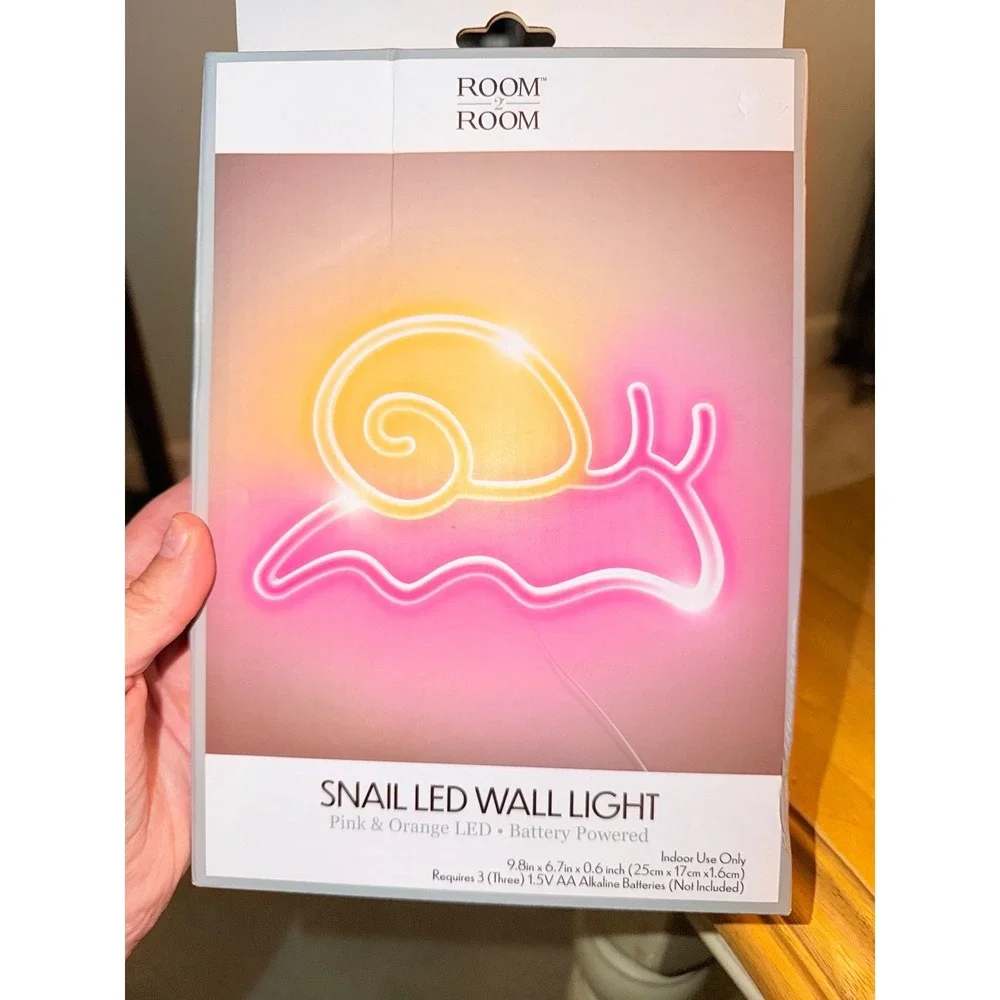 Room 2 Room Snail LED Wall Light Pink Orange Neon Style Battery Powered 9.8x6.7